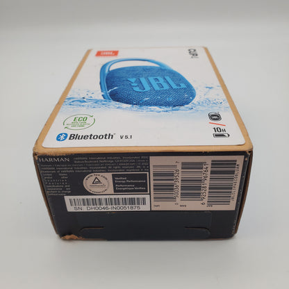 New JBL Clip 4 Portable Bluetooth Party Speaker Blue JBLCLIP4ECOBLUAM