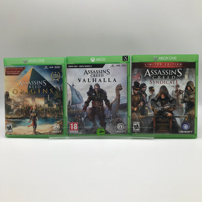 Lot of 3 Xbox One Games, Assassin's Creed (Syndicate, Valhalla, Origins)