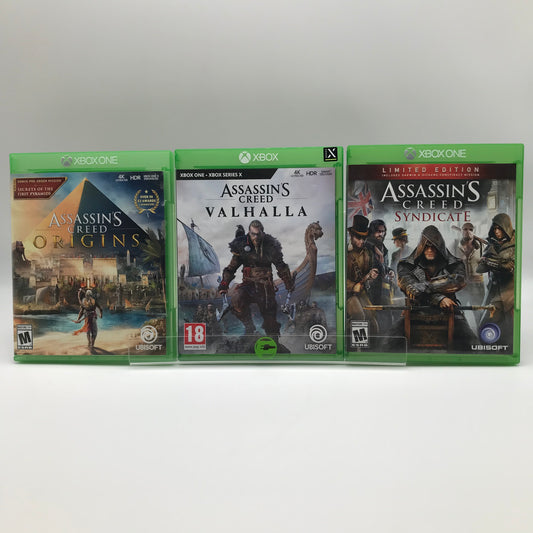 Lot of 3 Xbox One Games, Assassin's Creed (Syndicate, Valhalla, Origins)