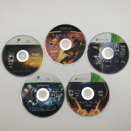 Lot of 3 Microsoft Original Xbox & 360 Games Halo Bundle (2, 3, & 4)