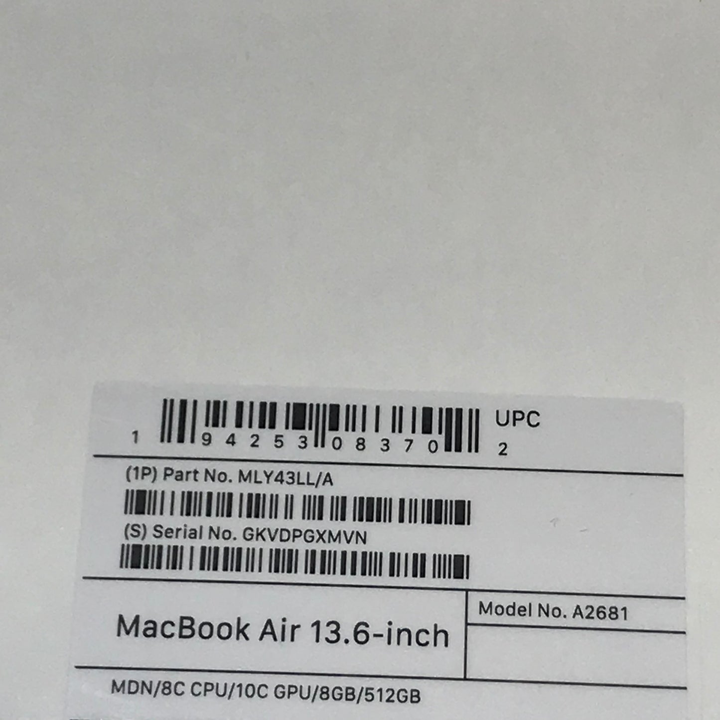 New 2022 Apple MacBook Air 13" M2 3.5GHz 8GB RAM 512GB SSD A2681