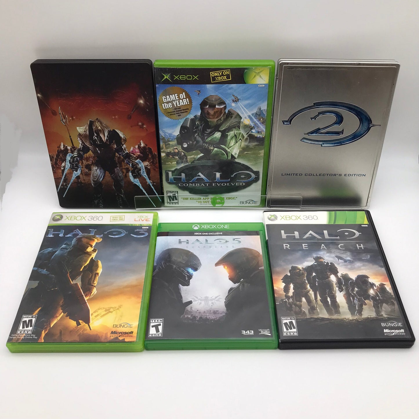 Lot of 6 Microsoft Original Xbox, Xbox 360, Xbox One Games Halo Bundle